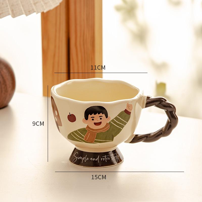 Retro Artistic Sense Cup Household Drinking Water Mug Home Water Cup Office Ceramic Cup Coffee Cup Breakfast Cup