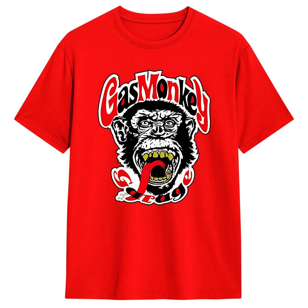 Monkey Gas Garage TShirt Unisex Awesome Pure Cotton Tee Shirt Round Neck Short Sleeve T Shirts Adult Tops