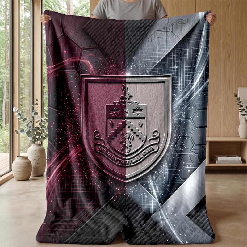 Burnley Football Print Flannel Blanket, Soft Warm Lightweight Throw Blanket for Sofa Bed Camping