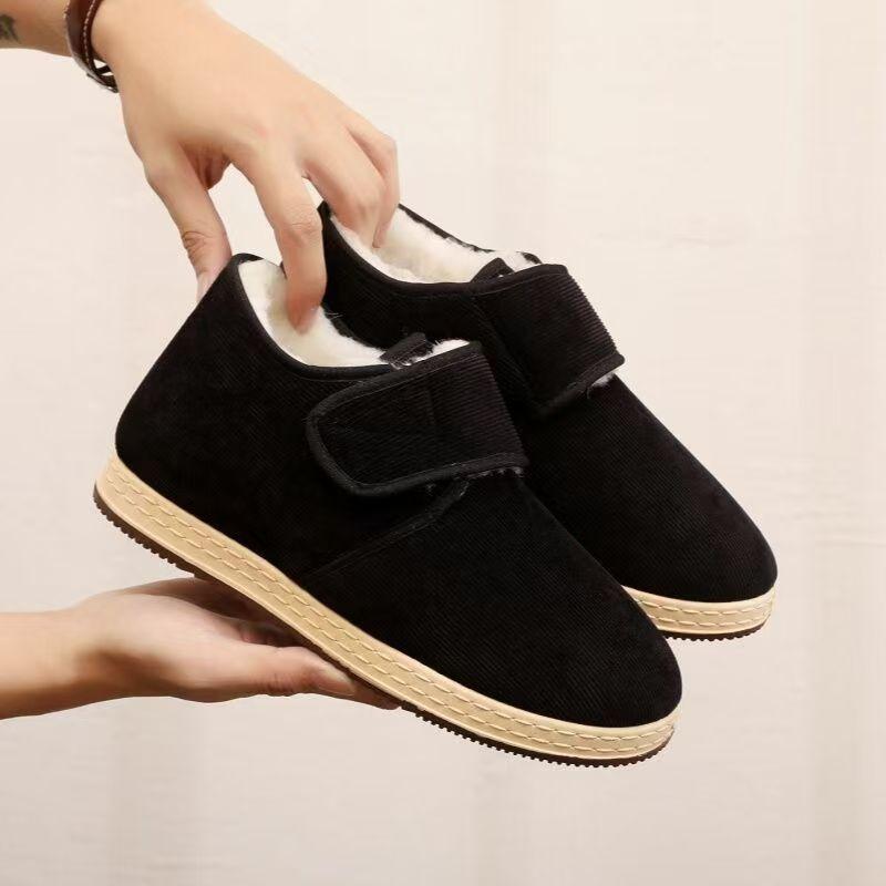 

Большие хлопковые туфли с высоким верхом, бархатные утолщенные холодостойкие уличные повседневные хлопковые туфли, теплые и удобные, тканевые туфли на одной педали для папы 45