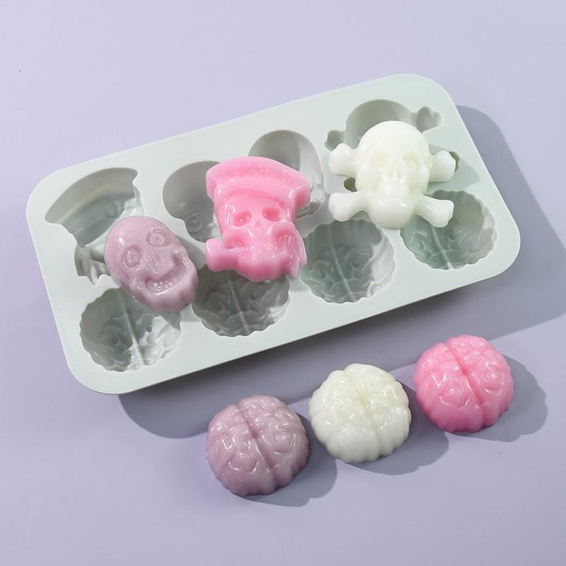 Silikonformen zum Backen 8 Fächer Silikon-Süßigkeitenformen im Totenkopf-Design Halloween-Formen Multifunktionale Bastelmaterialien Für