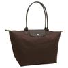 Longchamp Le Pliage Green Silberfarbene Beschläge Knödeltasche Nylon Tragetasche Umhängetasche Damen Taschen Mokka 1899919002