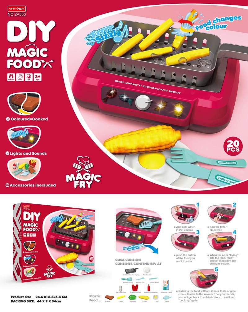 Cross-Border Kids  Sound & Light Induction Cooktop Playset with Color-Changing Food