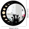 Cat Wood Mirror Wall Decor Art, Cute Cat Wooden Framed Acrylic Mirror Wall Stickers, Boho Black Cats Moon Phase Decorative Mirrors, Wooden Aesthetics