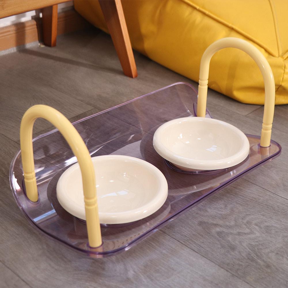 Double Bowls Pet High Footed Bowl Anti-flip Adjustable Height Elevated Pet Feeder Bowl Stable Multifunction Pet Food Dispenser