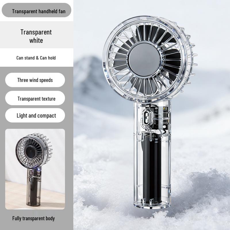 26-Year New Transparent USB Rechargeable Handheld Fan: Ideal for Student Dorms & Desktops Standard