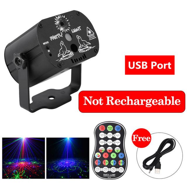 

Светодиодный светильник RGB для сцены с 60 узорами, мини-пульт дистанционного управления, стробоскопическая лазерная лампа для свадебной вечеринки, украшения для дискотеки диджея