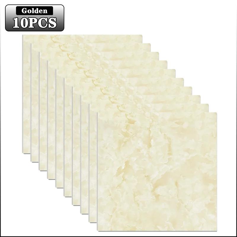 10PCS Marble Style Self Adhesive Floor Stickers Thickened Wear Resistant PVC Tiles for Household Room Decoration Easy Install