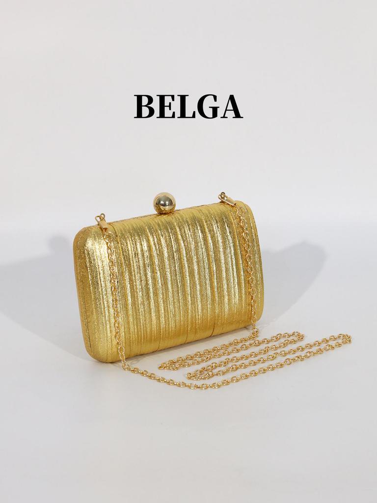 Gold Plissierte Umhänge-Clutch: Quadratische Abendtasche für Brautjungfern & gesellschaftliche Veranstaltungen