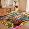 Bohemian Area Rug Bohemian Cat Floral Bold Colors Non Slip Washable for Living Room Bedroom Bohemian Decor