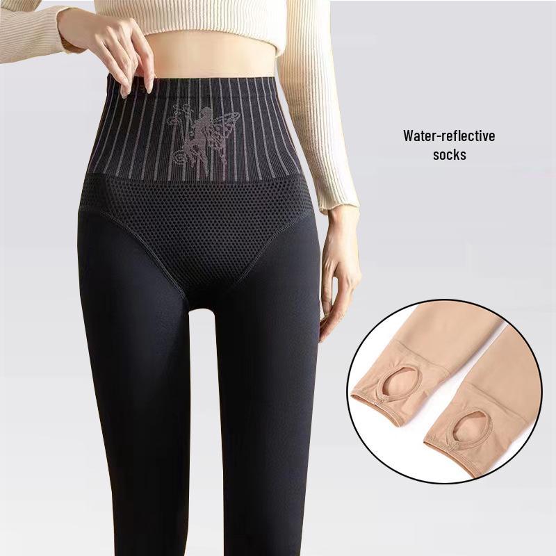 

Flower Fairy High Waist Tummy Control Bare Leg Pantyhose - Autumn Winter Leggings for Women 80g No Fleece