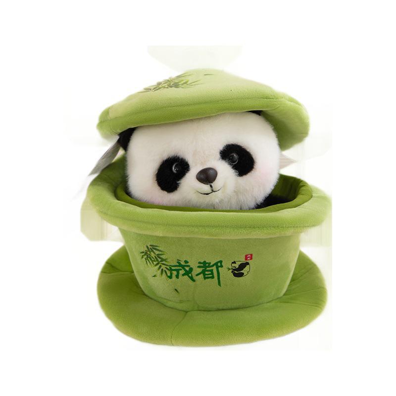 Chengdu Panda Gaiwan Plush Doll - Realistic Tea Cup Souvenir