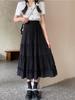 Spring 2025 Sweet Korean High Waist White Lace Midi A-line Skirt