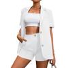 Women's Suit Fashion Temperament Suit Solid Color Suit High Waist Shorts Two-piece Set