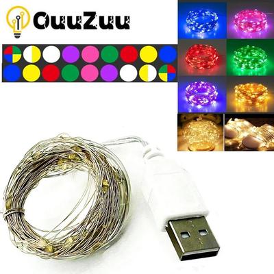 1/5/20M USB LED String Lights Copper Silver Wire Garland Light Waterproof Fairy Lights For Christmas Wedding Party Decoration