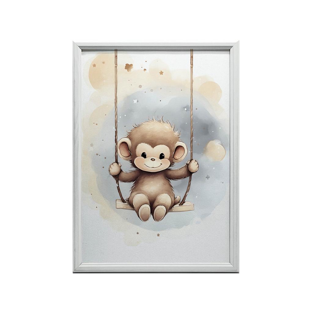 Małpka Na Huśtawce Małpka Na Huśtawce, 50X70 Cm, Bez Ramy, Płótno Premium Na Blejtramie