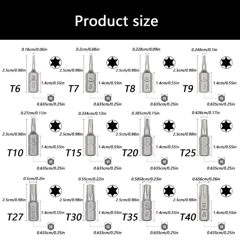 Steel Impact Bit 6Pcs Set Tamper Proof Bit Kit Magnetic Screwdriver Bit Professional Repairs Tool