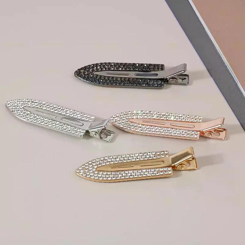 Fermaglio per capelli senza cuciture in lega con diamanti Moda Creativo Clip a forma di pala Becchi d'anatra Clip con strass per frangia Accessori per capelli per ragazze