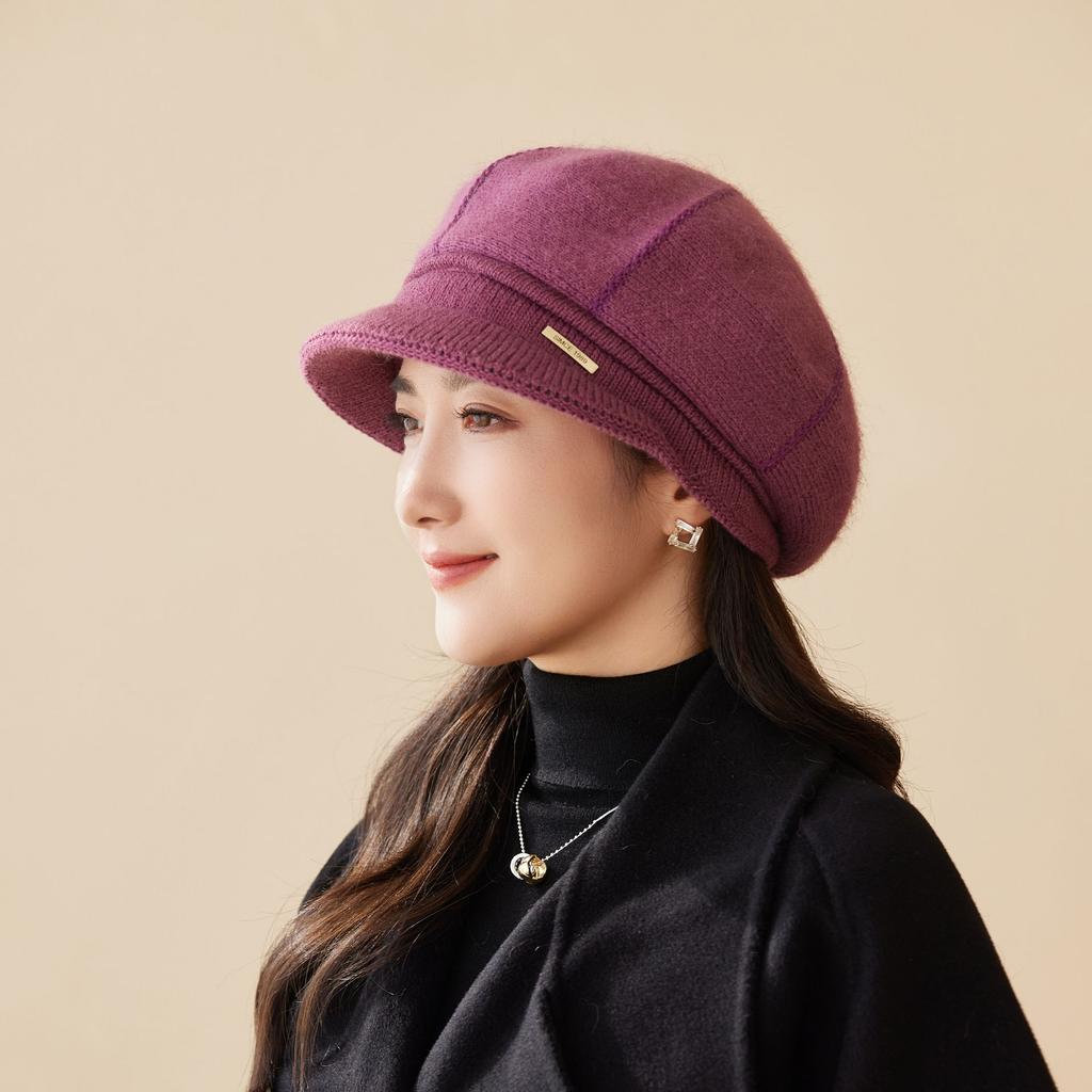 Hut Damen Gestrickte Entenzunge Baskenmütze Neu Herbst und Winter Mittelalterliche und Ältere Damen Thermomütze