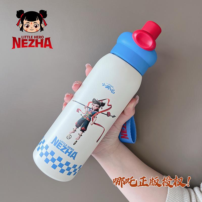 

Thermos cup Large capacity portable double drinking straw direct drinking children s water cup 500ml