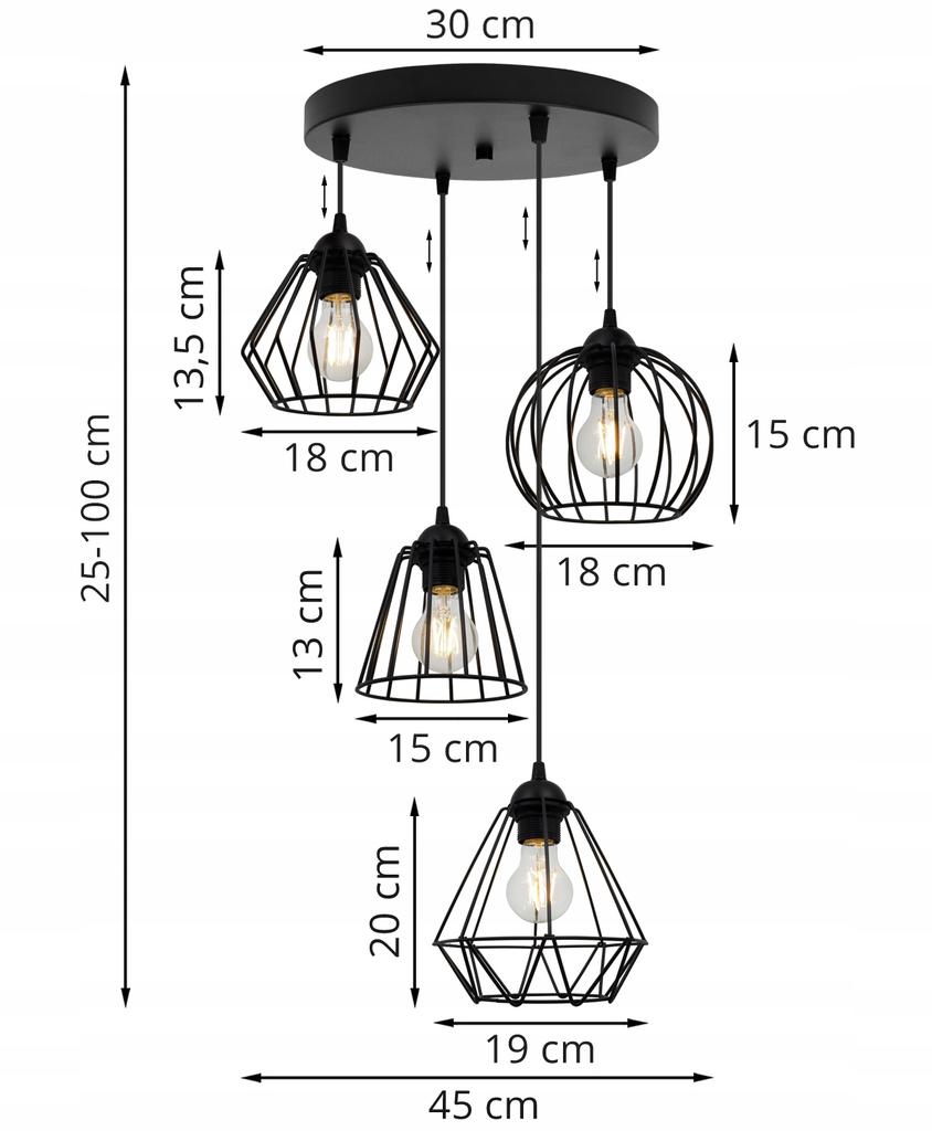BLACK WIRE HANGING LAMP LOFT CHANDELIER MIX