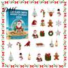 Christmas Party Favors Sea Glass Advent Calendar, 24-Day Acrylic 2D Ornament Set 24 Days of Countdown with Santa Gingerbread Man, Tree Hanging Decor,