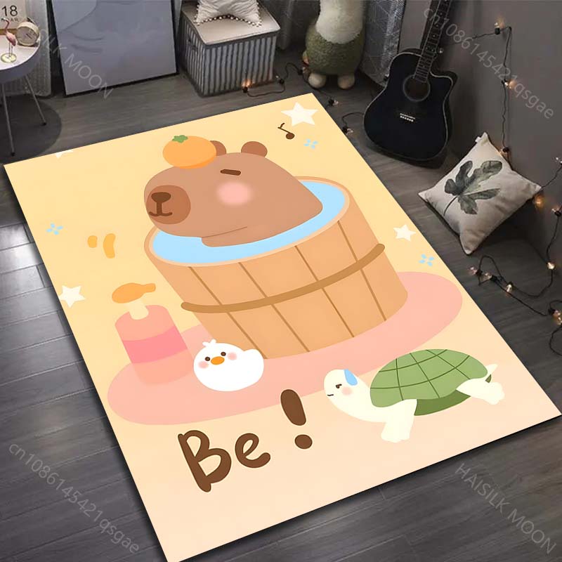1PC Cute Capybara Print Cartoon Carpet for Living Room Bedroom Doormat Decor Sofa Table Area Rug Non-slip Floor Mat for Gifts
