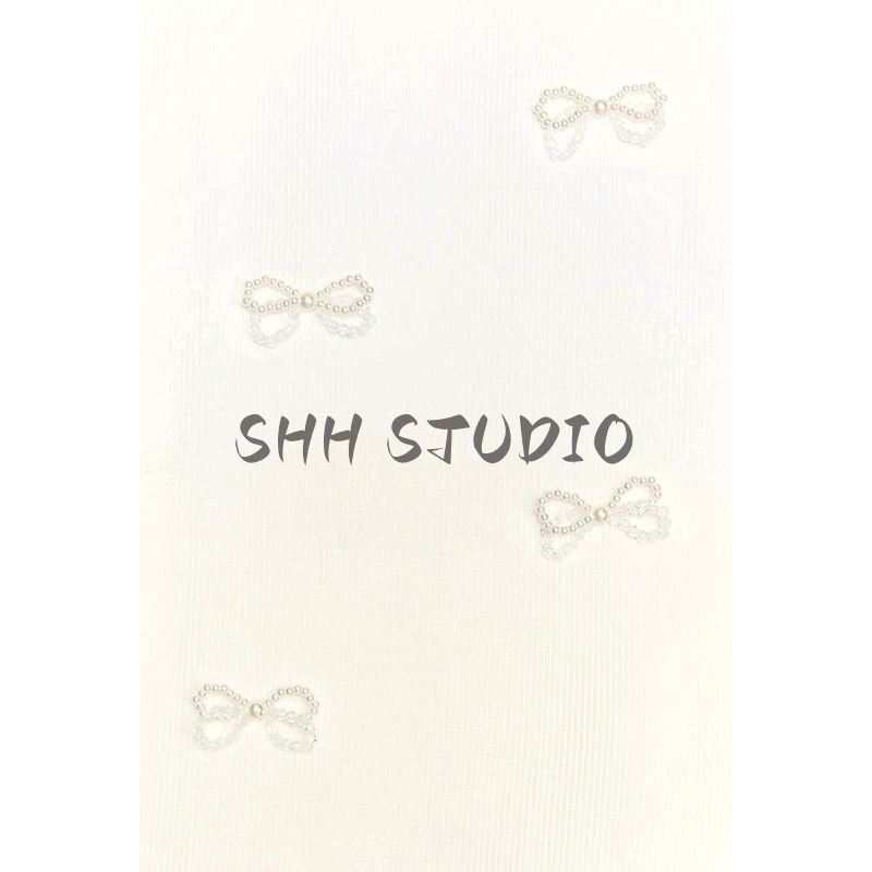 Summer New Product Women's Clothes Rib Trim Artificial Pearls and Rhinestones Bowknot Decoration T-shirt Tops 6050355