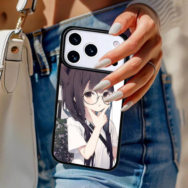Anime Cat Girl soft Phone Case For iPhone 17 Air 14 15 13 12 Max Cover For Apple 14 15 16 16e 11 Pro Max Plus Coque