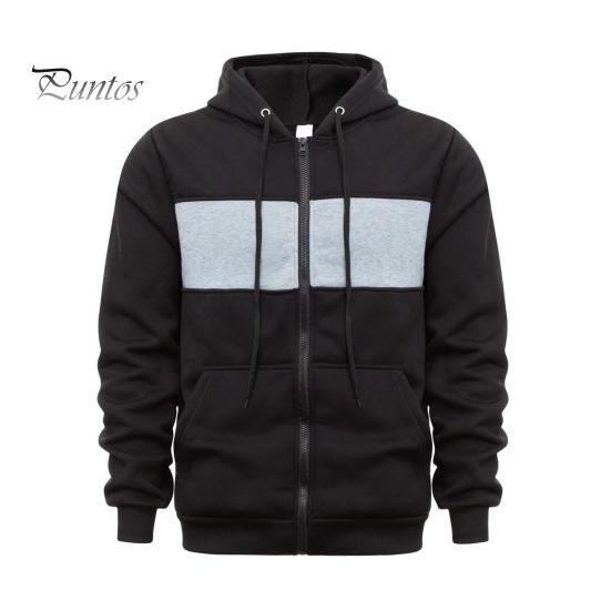 Мужское осенне-зимнее пальто с капюшоном и большими карманами застежка-молния цветная спортивная куртка с эластичными манжетами и подолом облегающая спортивная куртка M чёрный 1973₽