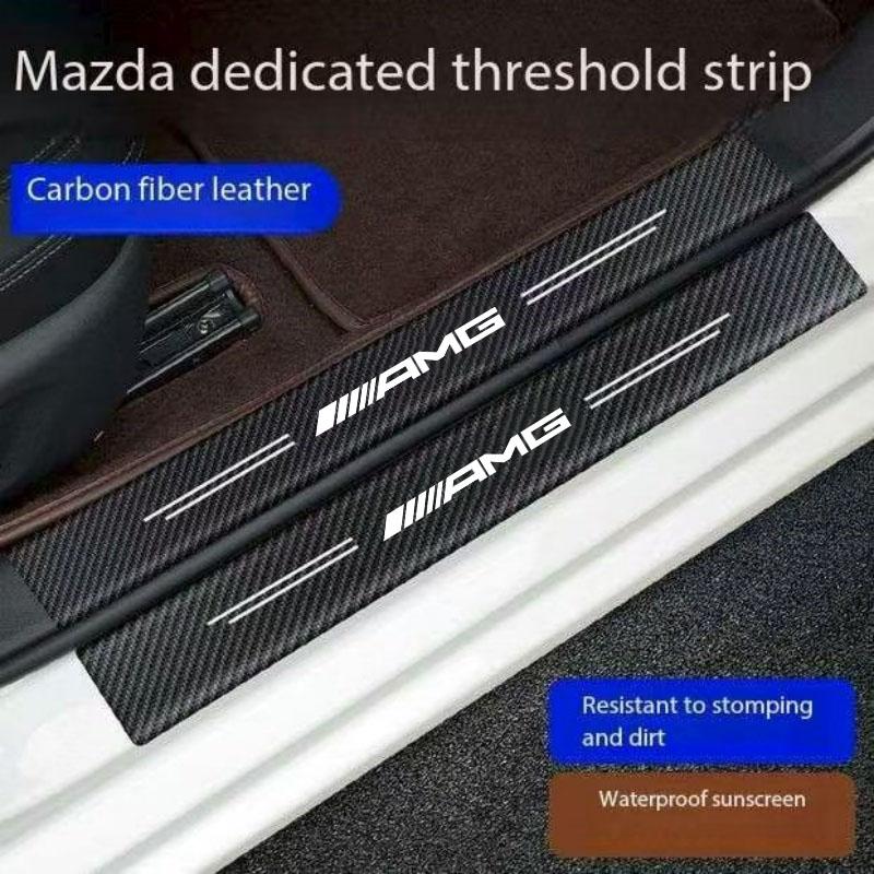 Car Door Sill Scuff Plate Decor Carbon Fiber Stickers For Mercedes Benz AMG A B C M ML GLA GLC GLS E Class W176 W205 W166 W246