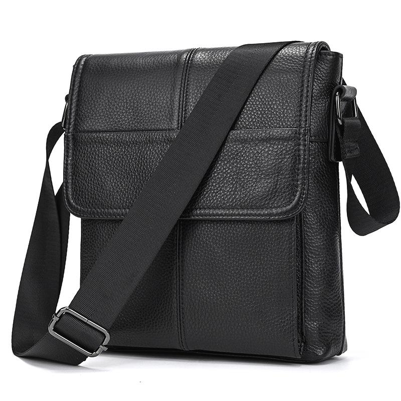 Men S Shoulder Bag Retro Mad Horse Leather Small Men S Bag Trendy Genuine Leather Mail Carrier Square Bag Handbag