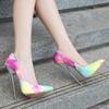 Women Big Size Hand Painted Graffiti Pointed Toe Stiletto Pumps Art Pattern Fashion Nightclub Party High Heels WZ-A16-35