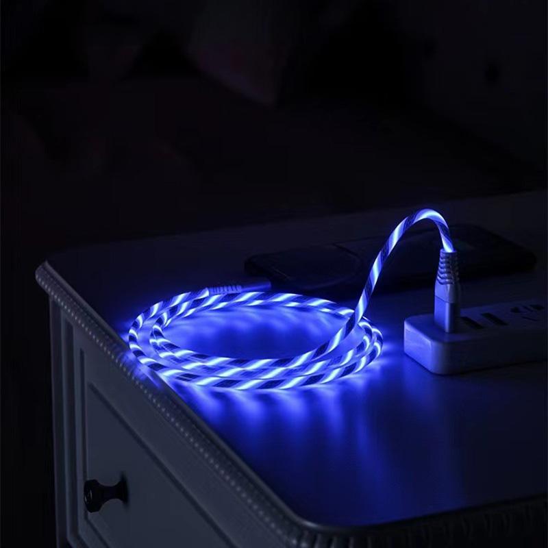 Cablu USB luminos 3 în 1, pentru smartphone Cablu de încărcare LED USB la mini USB/C-tip/cablu de încărcare rapidă cu 8 pini pentru iPhone pentru Samsung pentru XIAOMI ONEPLUS