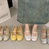 Ballet Style Flats Women's Summer 2025 New French Silver One-word Buckle Mary Jane Shoes with Skirt Single Shoes