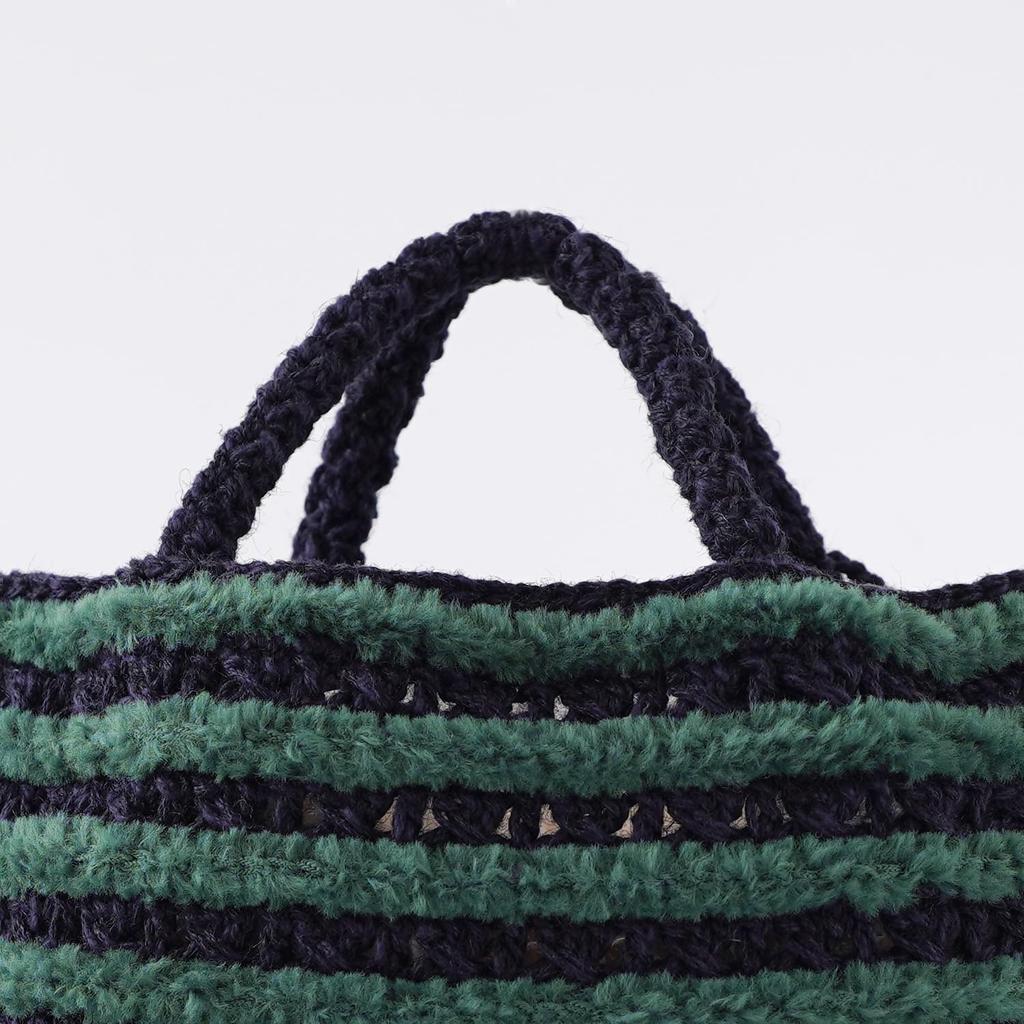 Raw Wool Knitting Kit Fur Border Bag #17-6 (Navy)