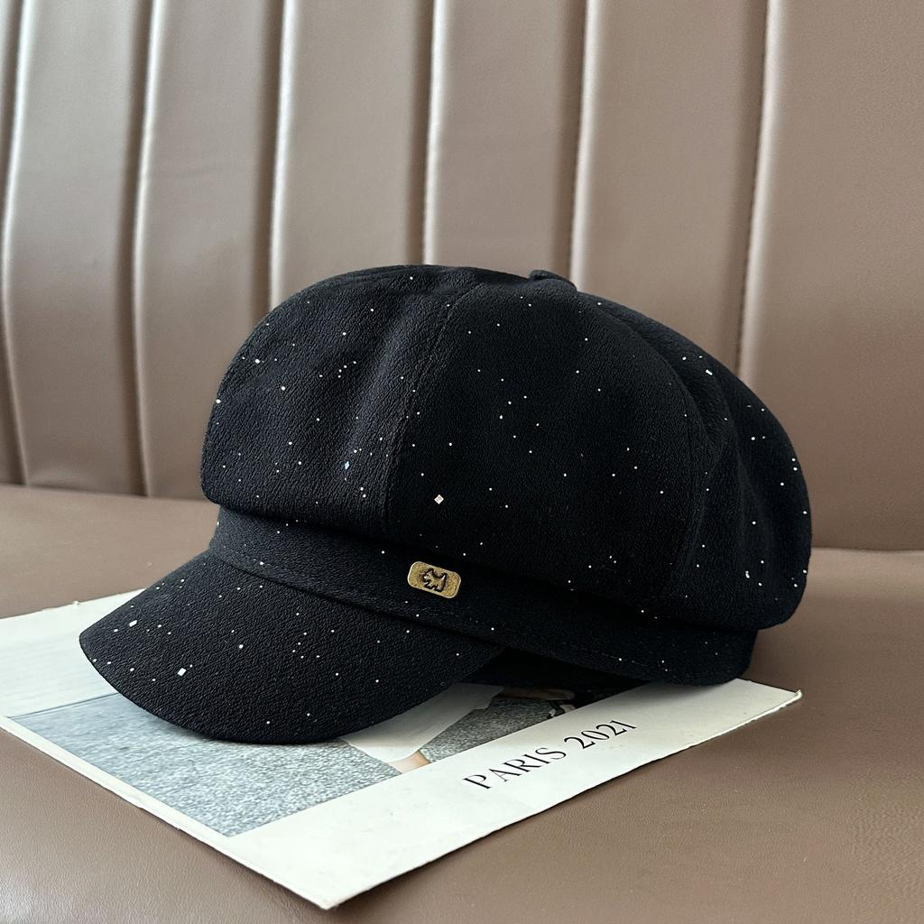 Black Octagonal Hats Make Kids Look Good On Instagram In Spring and Autumn. Small Berets Are Versatile and Go Well with Newsboy Hats