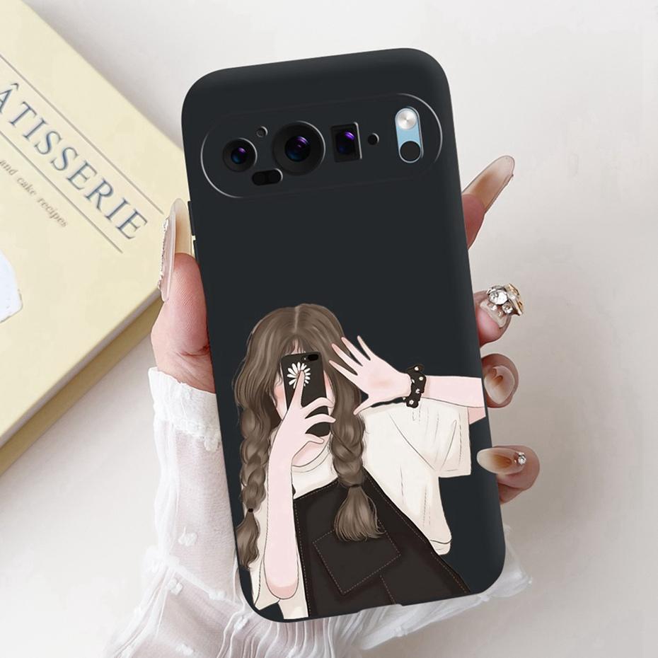 Fashion Painting Phone Case For Google Pixel 9 Pro 9A Black Silicone Soft Cover For Google Pixel9 9A 9Pro Cases Bumpers