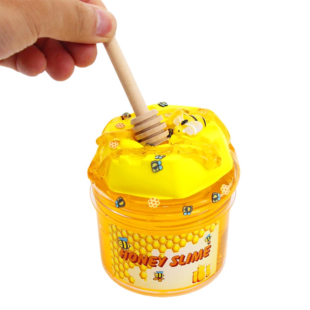 

Slime made by combining different sweet educational arts and Pop Cube Slime Kit materials; scent; squishy, DIY, toy, crafts; (Honey)