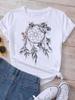 Women's Pattern Short Sleeve T-Shirt Women's Summer Clothing Feather 90S Fashion Women's University T-Shirt