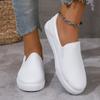 New White Lightweight Flat Bottom Leather Single Shoes for Women Casual Slip on Students Fashion Board Tenis Feminino Large Size