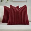 4PCS Soft Plush Pillowcases, Solid Color Striped Faux Rabbit Fur Pillowcases, Living Room Sofa Cushion Covers