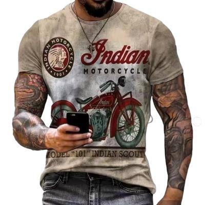 Vintage Motorsiklet Baskılı Giysiler Erkek Grafik Tişörtler Erkek Yazlık Giysiler Tişörtler Erkek Kısa Kollu Tişört Vintage Grafik Tişörtler