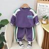 Kid's 2 Piece Printed Suit Short Sleeve Button Up Top Wide Leg Pants Suit Set Pajamas Home Casual Suit