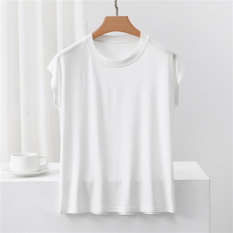 Modal Crew Neck Short Sleeve Casual T-Shirt - Women's Slimming, Versatile Summer Top.