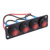 Round Toggle Switch Panel 4 Gang Red Water Proof LED Rocker Switch Panel for Car Boat Yacht UTV ATV Truck Trailer RV