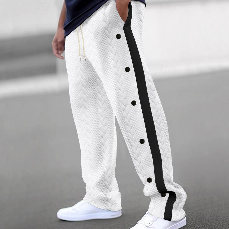 Herbst Neue Herren Jacquard-Hosen mit Struktur Einreiher und Gestreifte Lockere Große Größen Freizeit Hosen Vielseitige Jogginghosen