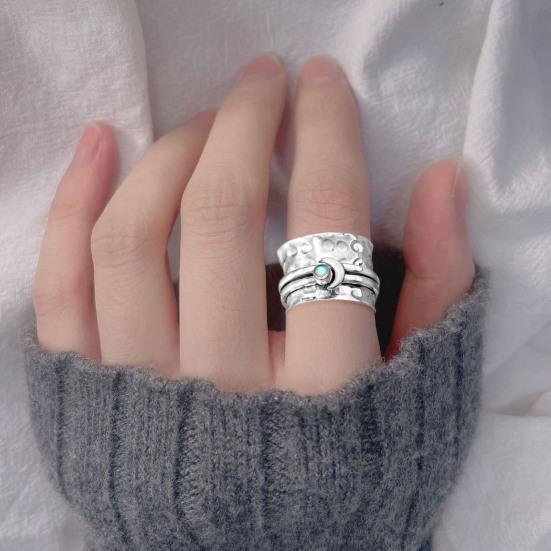 

Вращающееся винтажное кольцо для снятия давления, массивное женское кольцо с кубическим цирконием в виде Луны, ювелирные аксессуары, аксессуары