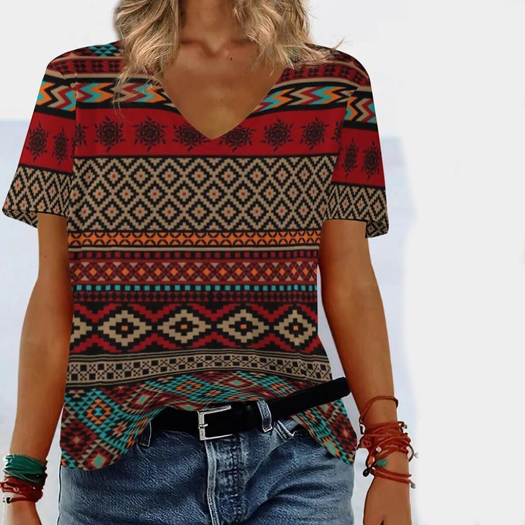 Summer New Women's Clothing Slimming Loose 3D Women's Short Sleeved Ethnic Style T-shirt