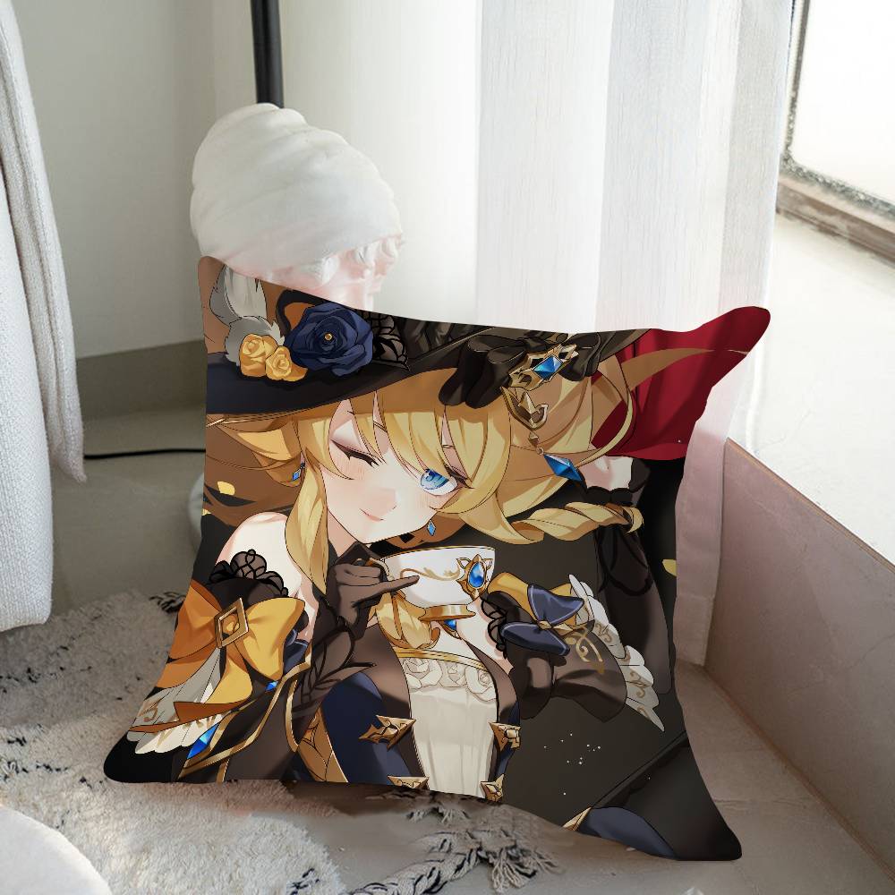 

G-Genshin Impact Cartoon Animation Cushion Cover Pillow Cover Decor Pillowcase Printed Cushion Case For Couch 16x16Inch
